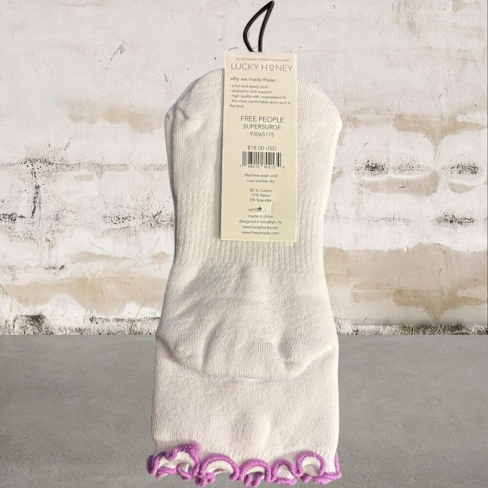 Free People Super Surge Ruffled Socks in Lavender NWT - Picture 3 of 4